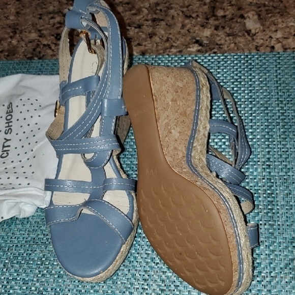 CITY SHOES Blue Strappy Wedge Sandals - Picture 6 of 8